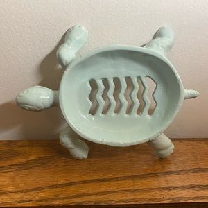 Cast iron light green turtle soap dish
